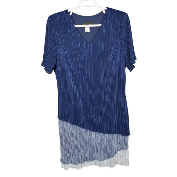 Connected Size 18W Dress Crinkle Asymmetrical Layered Tiered Party Formal Midi - Picture 2 of 6